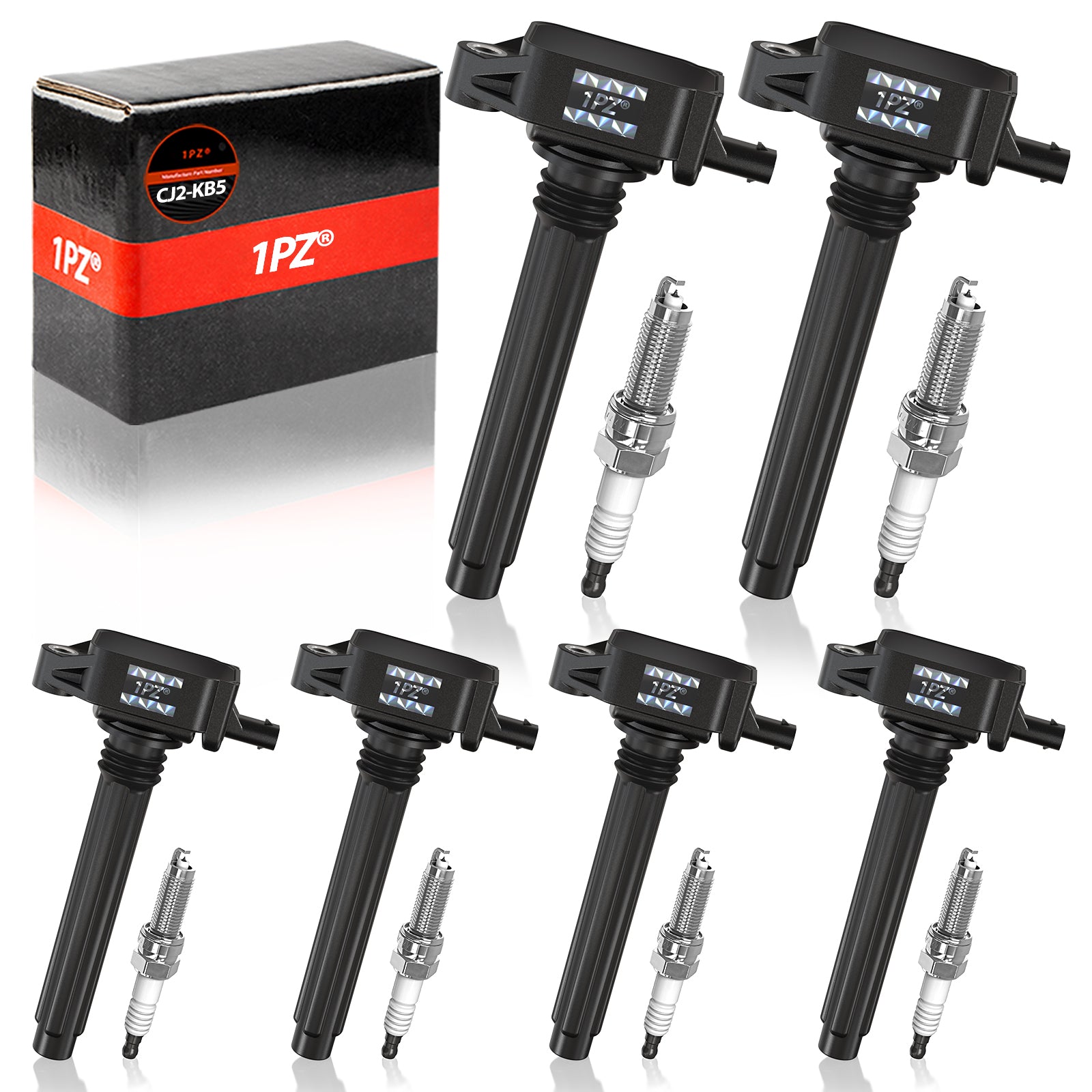 1PZ Ignition Coil Pack UF648 and Iridium Spark Plug 9407 Compatible with Avenger Grand Caravan Dodge Journey Jeep Wrangler Chrysler 200 300 Town Country RAM 1500 2500 3.6L V6 Set of 6
