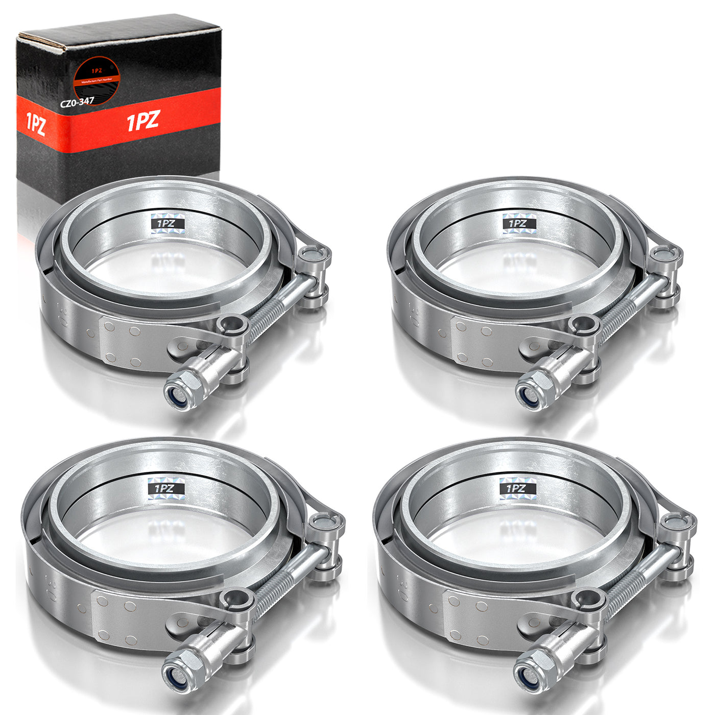 4 Pcs 3" Inch V- Band Clamp Kit with Male/Female Exhaust Pipe SS304 Stainless Steel