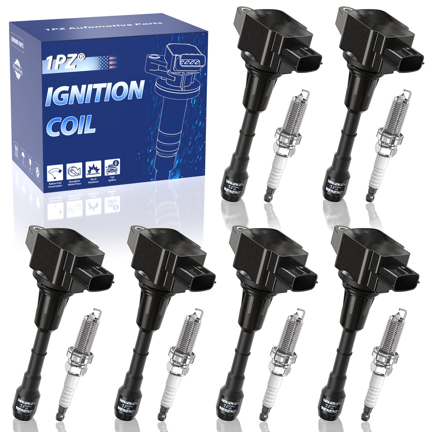 Sets of 6 Ignition Coil Pack UF550 and Iridium Spark Plugs 1406