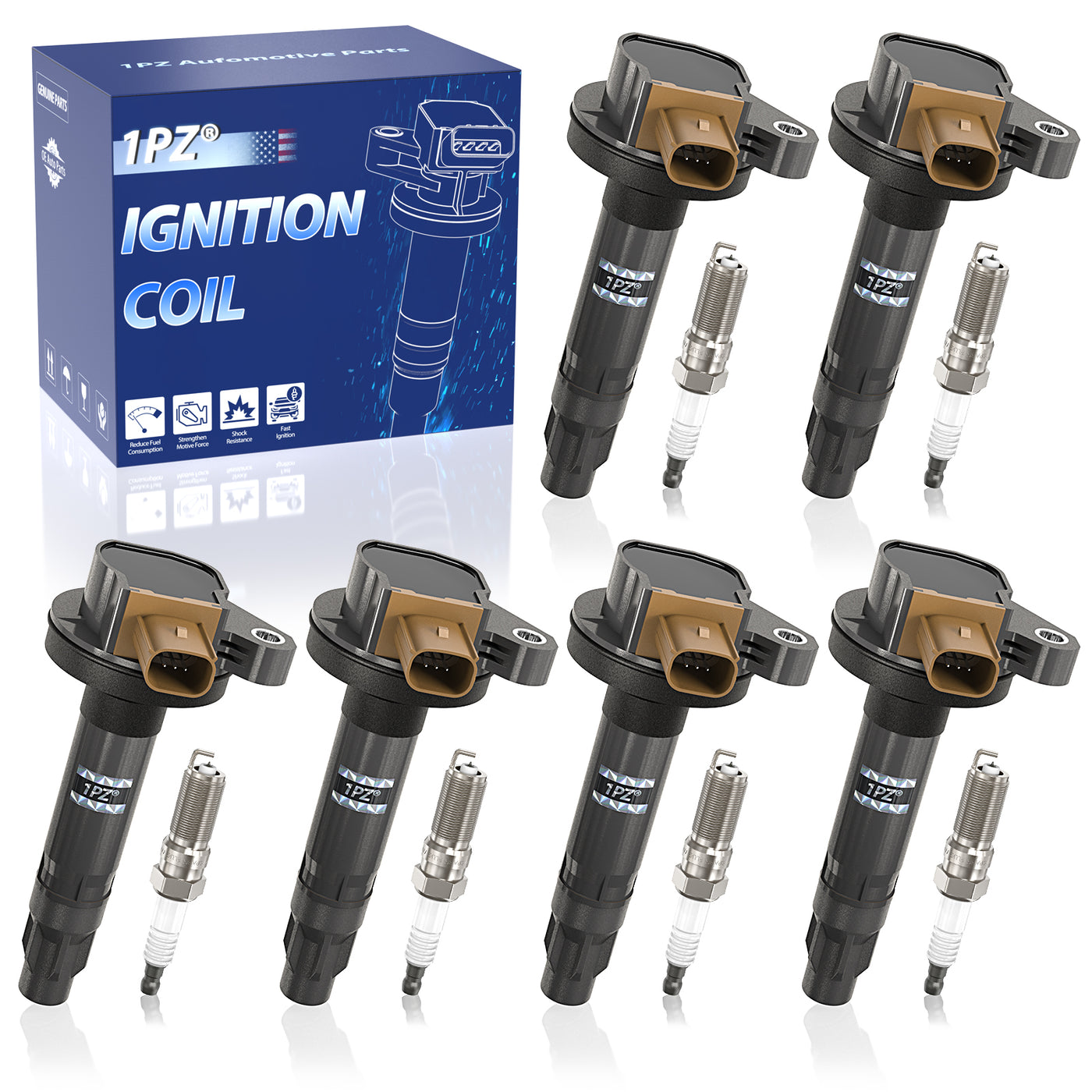 Set of 6 Ignition Coil Pack and Iridium Spark Plugs UF646 SP534