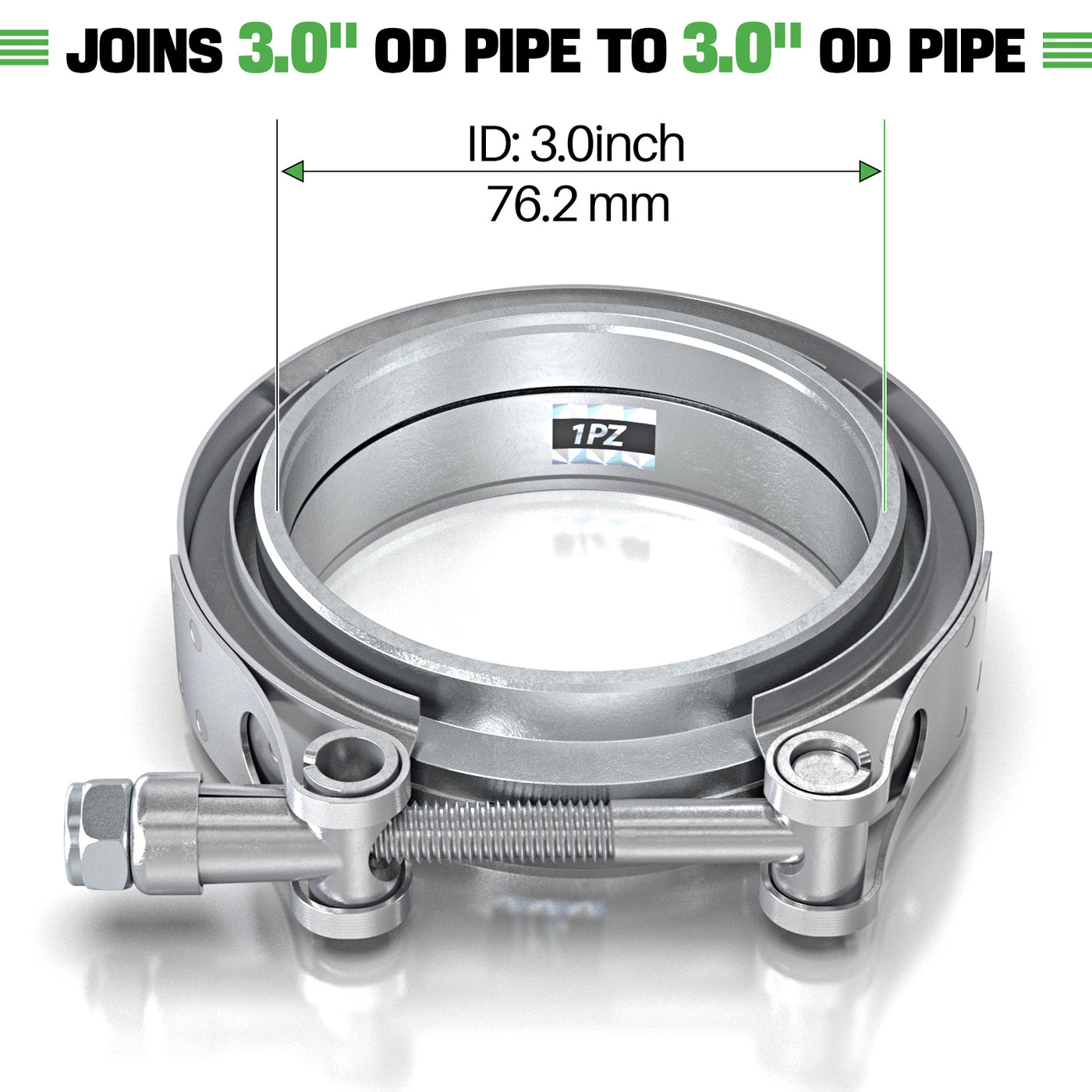 4 Pcs 3" Inch V- Band Clamp Kit with Male/Female Exhaust Pipe SS304 Stainless Steel