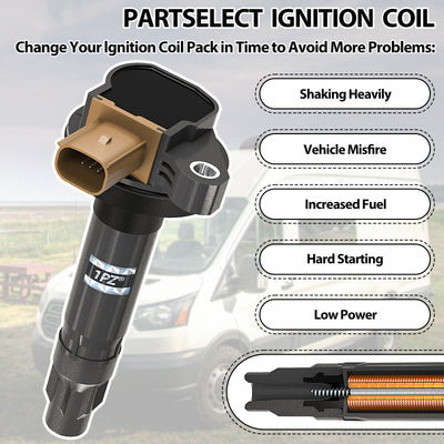 Set of 6 Ignition Coil Pack and Iridium Spark Plugs UF646 SP534