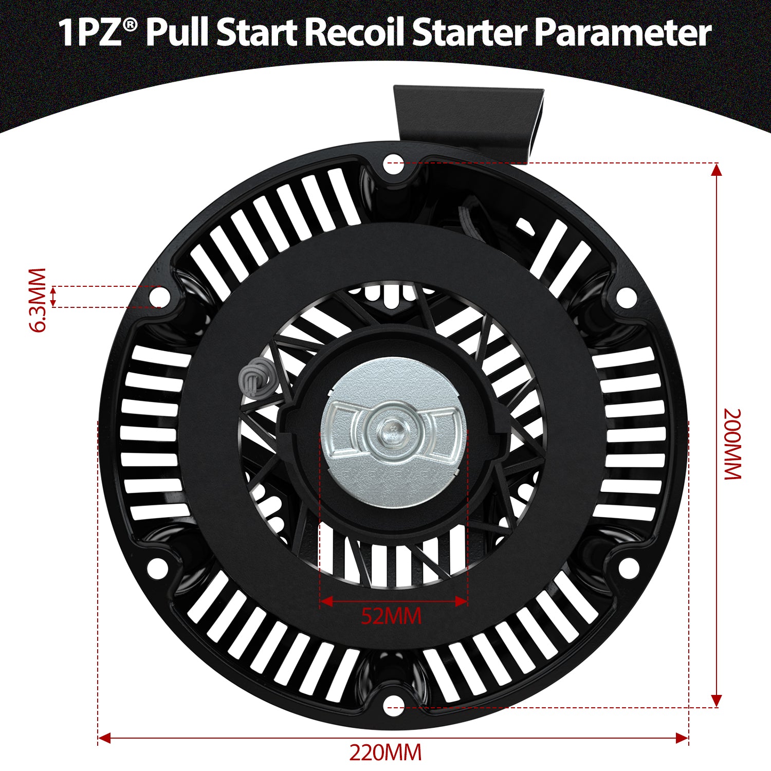 797747 Recoil Starter Pull Start Assembly 13.5hp 2100 Series Black 6 Holes