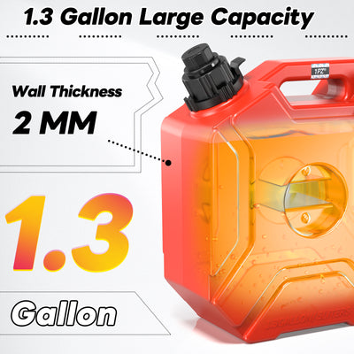 1.3 Gallon 5L Storage Gas Can with Lockable Bracke