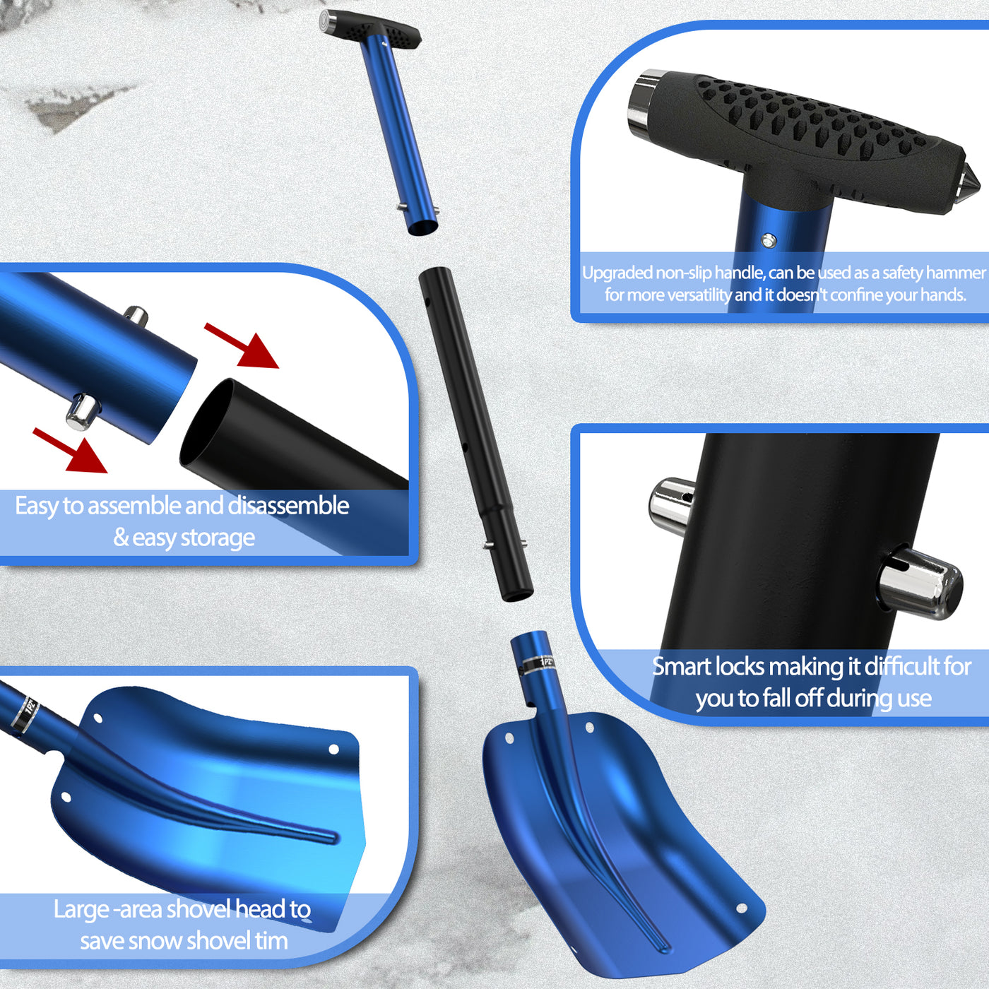 32" Detachable Snow Shovel for Car, Extendable Snow Shovel