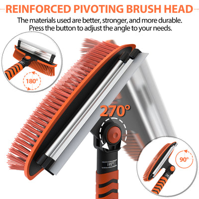Snow Brush and Ice Scraper 3 in 1 Sturdy Snow Brush with Squeegee Windshield with Foam Grip and 360° Pivoting Brush Head