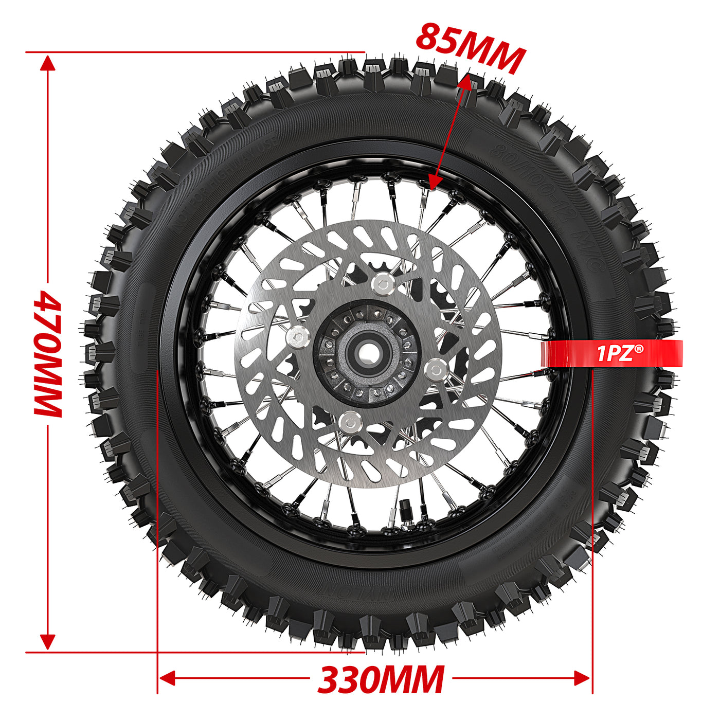 12" Rear Rim Wheel Disk Brake 80/100-12 Tire Tube