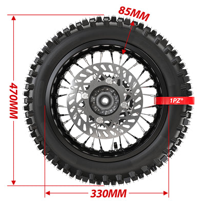12" Rear Rim Wheel Disk Brake 80/100-12 Tire Tube