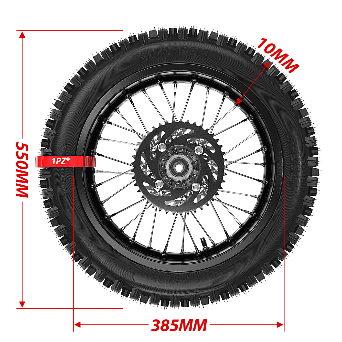 12mm Axle 14" Rear Wheel Rim Tire 90/100-14 Tire