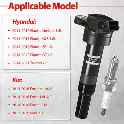 Set of 4 Ignition Coils UF651 and Iridium Spark Plug 93175