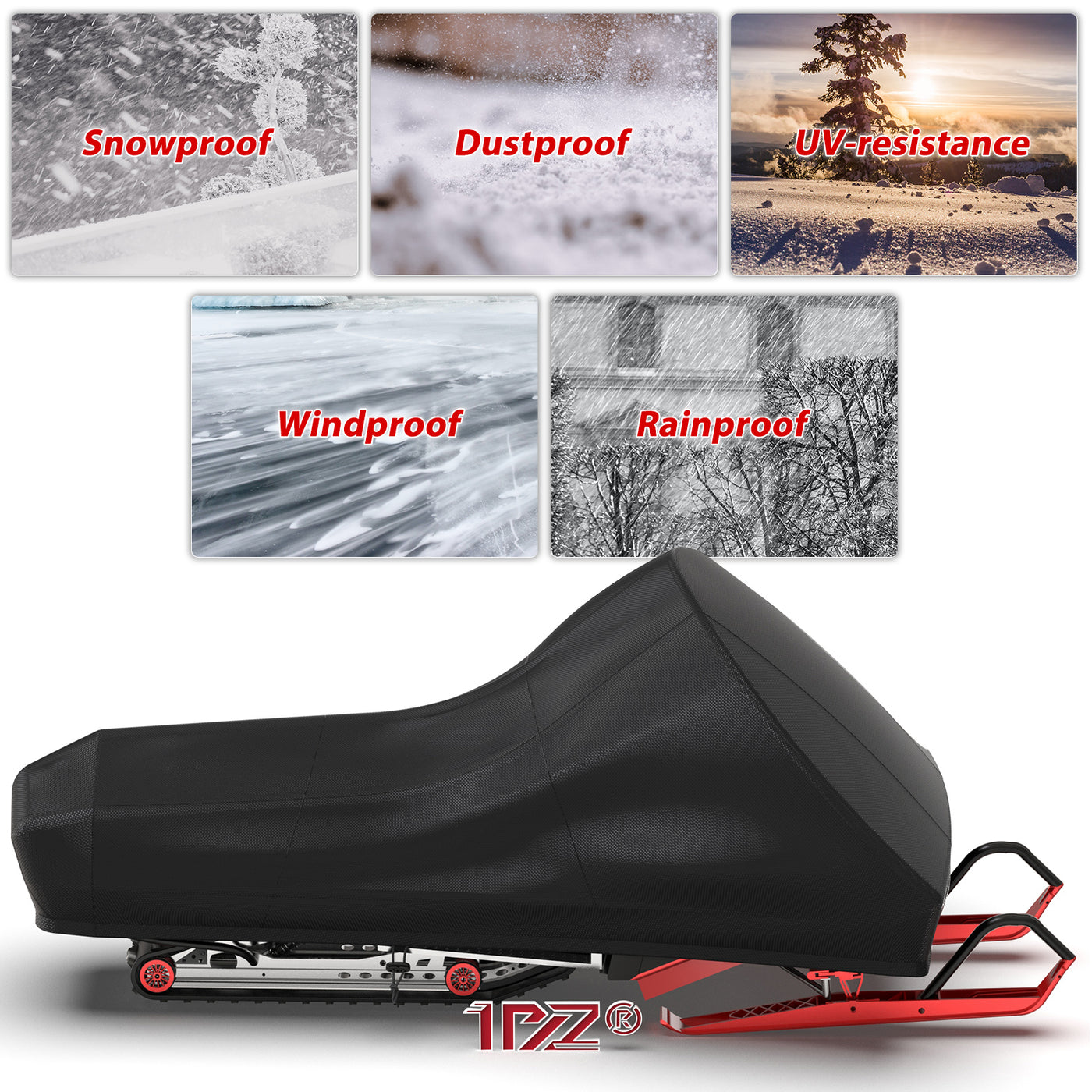 145" Snowmobile Cover Waterproof and UV Protection Sled Ski Cover 420D Heavy Duty Oxford Fabric