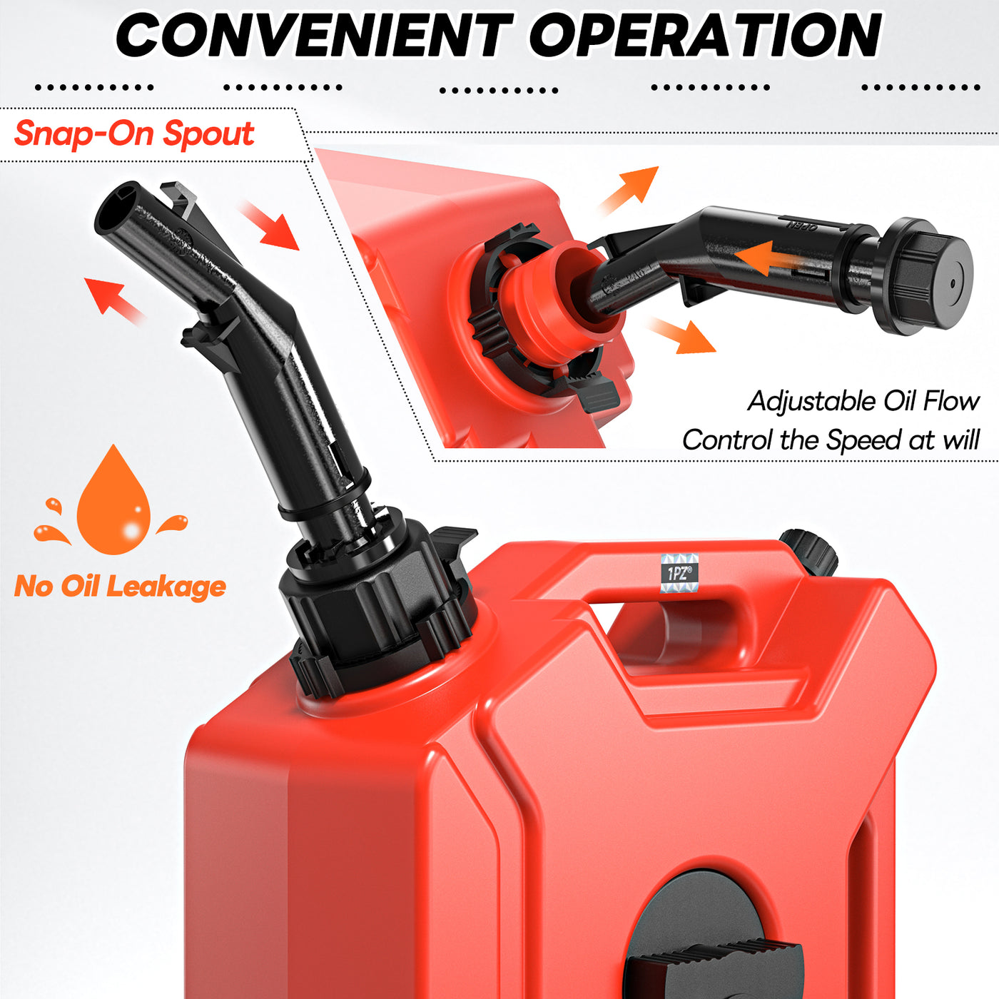 1.3 Gallon 5L Storage Gas Can with Lockable Bracke