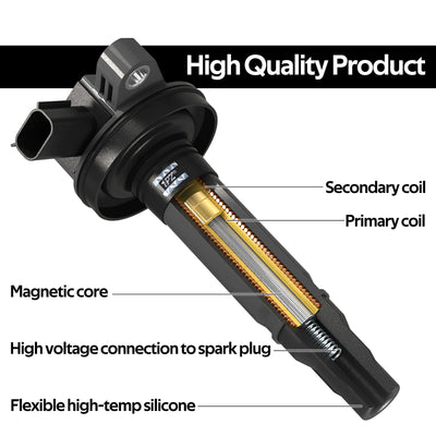 Set of 6 Ignition Coils Pack UF553 & Spark Plugs 5019 for Ford Flex Taurus Edge Lincoln