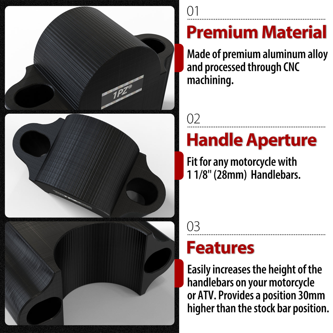 1 1/8 Inch Motorcycle Handlebar Risers for Sportster Softail Dyna V-star Shadow