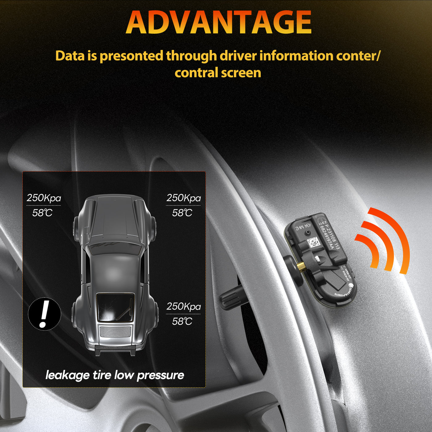Set of 4 TPMS Sensor Tire Pressure Sensor 434MHz