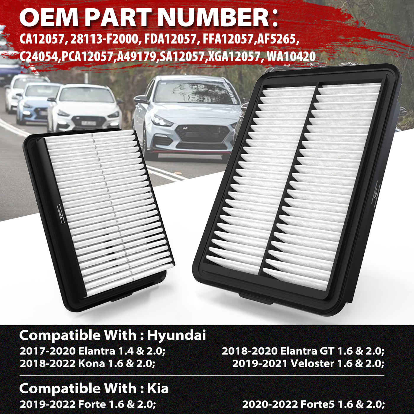 2-Pack Premium Engine Air Filter 28113F2000 XA10578 97133F2000