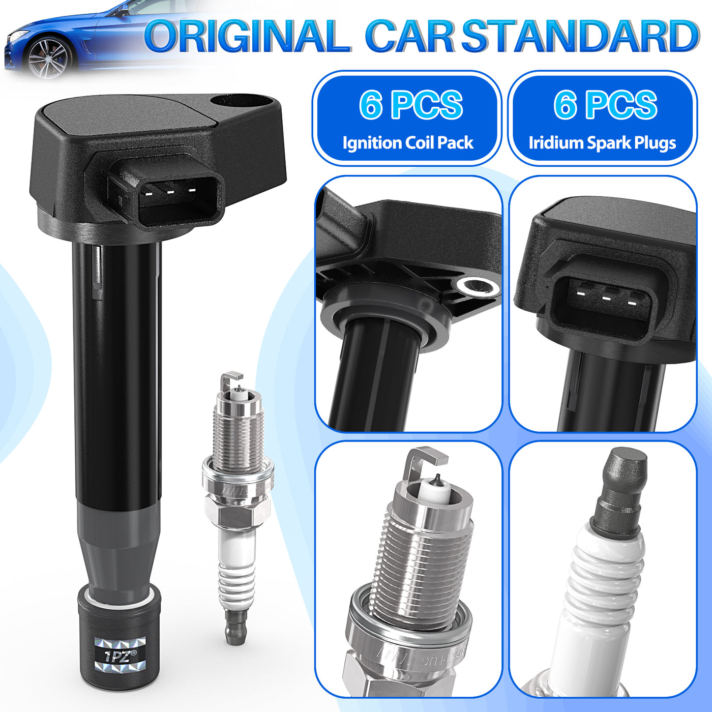 Sets of 6 Ignition Coil Pack UF242 and Iridium Spark Plugs 3657