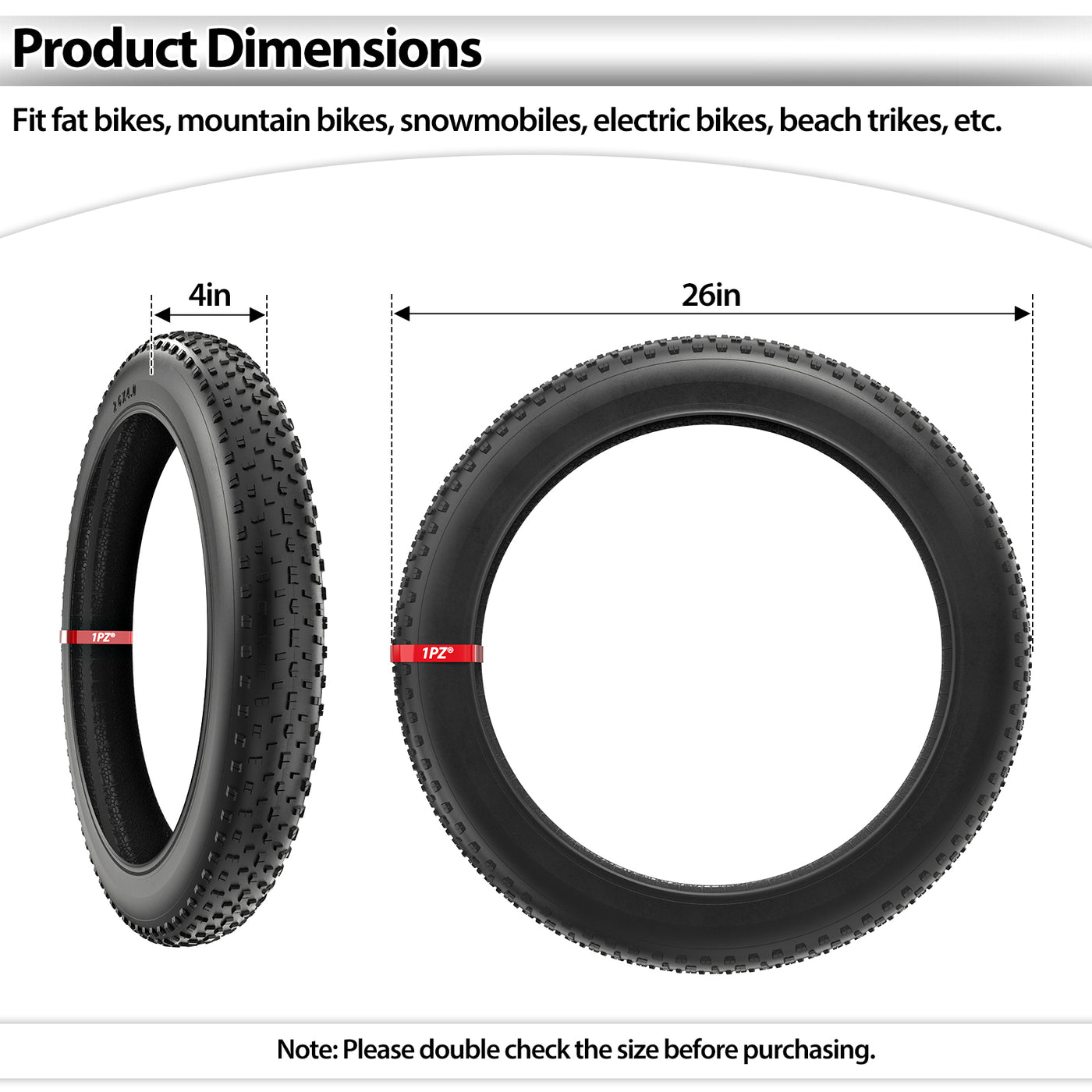 Fat Bike Tire 20x4.0/26x4.0 inch All-Terrain Folding MTB Bicycle Tire