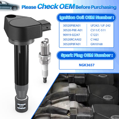 Sets of 6 Ignition Coil Pack UF242 and Iridium Spark Plugs 3657