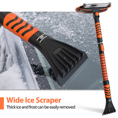 Snow Brush and Ice Scraper 3 in 1 Sturdy Snow Brush with Squeegee Windshield with Foam Grip and 360° Pivoting Brush Head