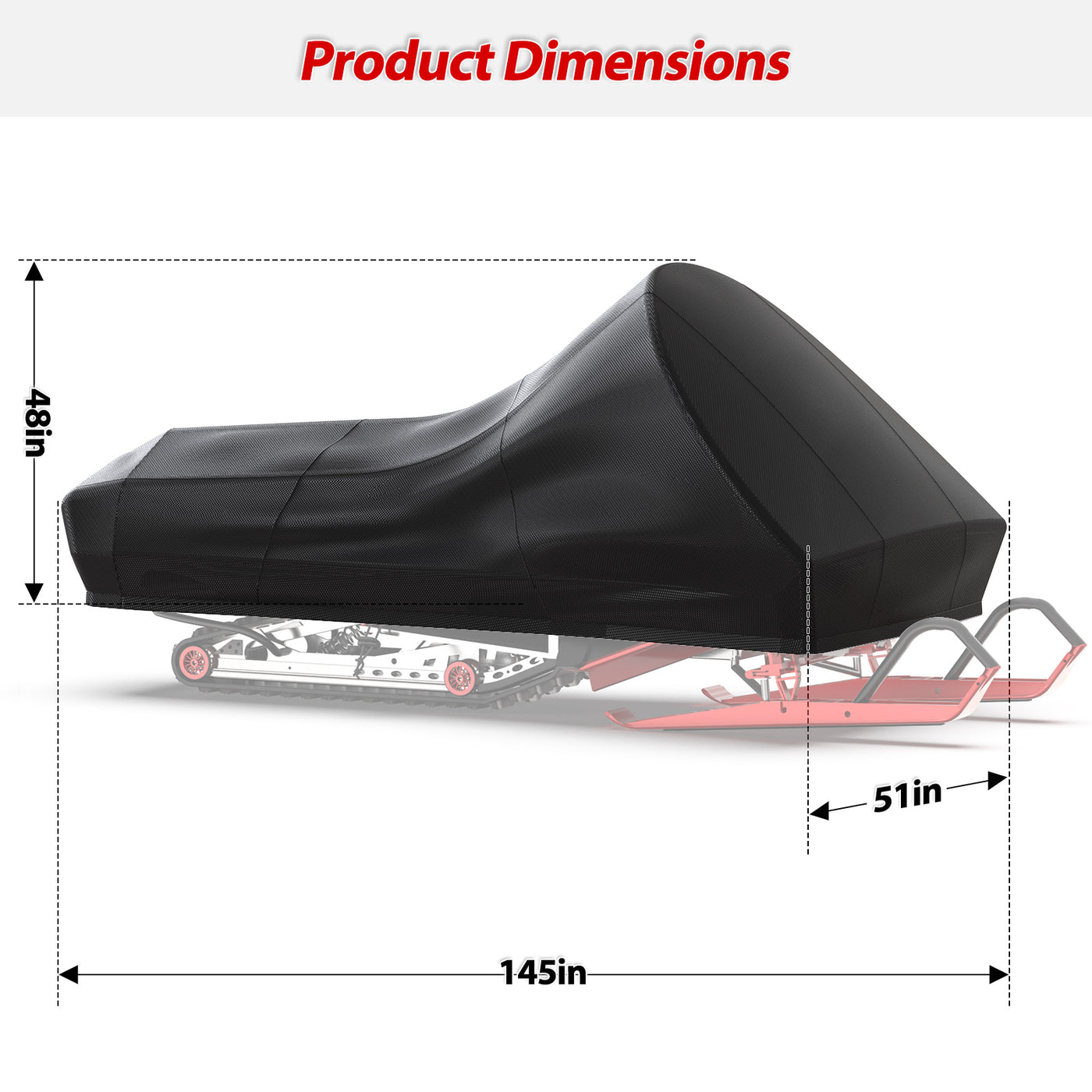 145" Snowmobile Cover Waterproof and UV Protection Sled Ski Cover 420D Heavy Duty Oxford Fabric