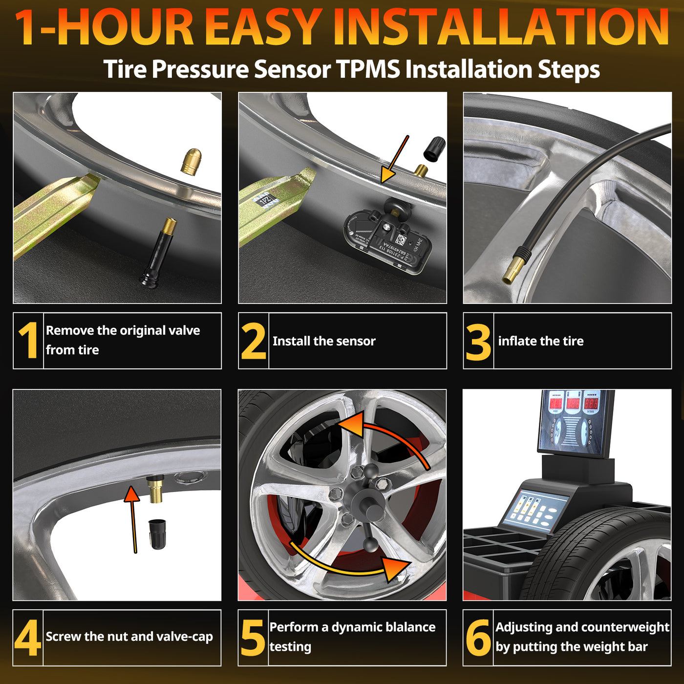 Set of 4 TPMS Sensor Tire Pressure Sensor 434MHz