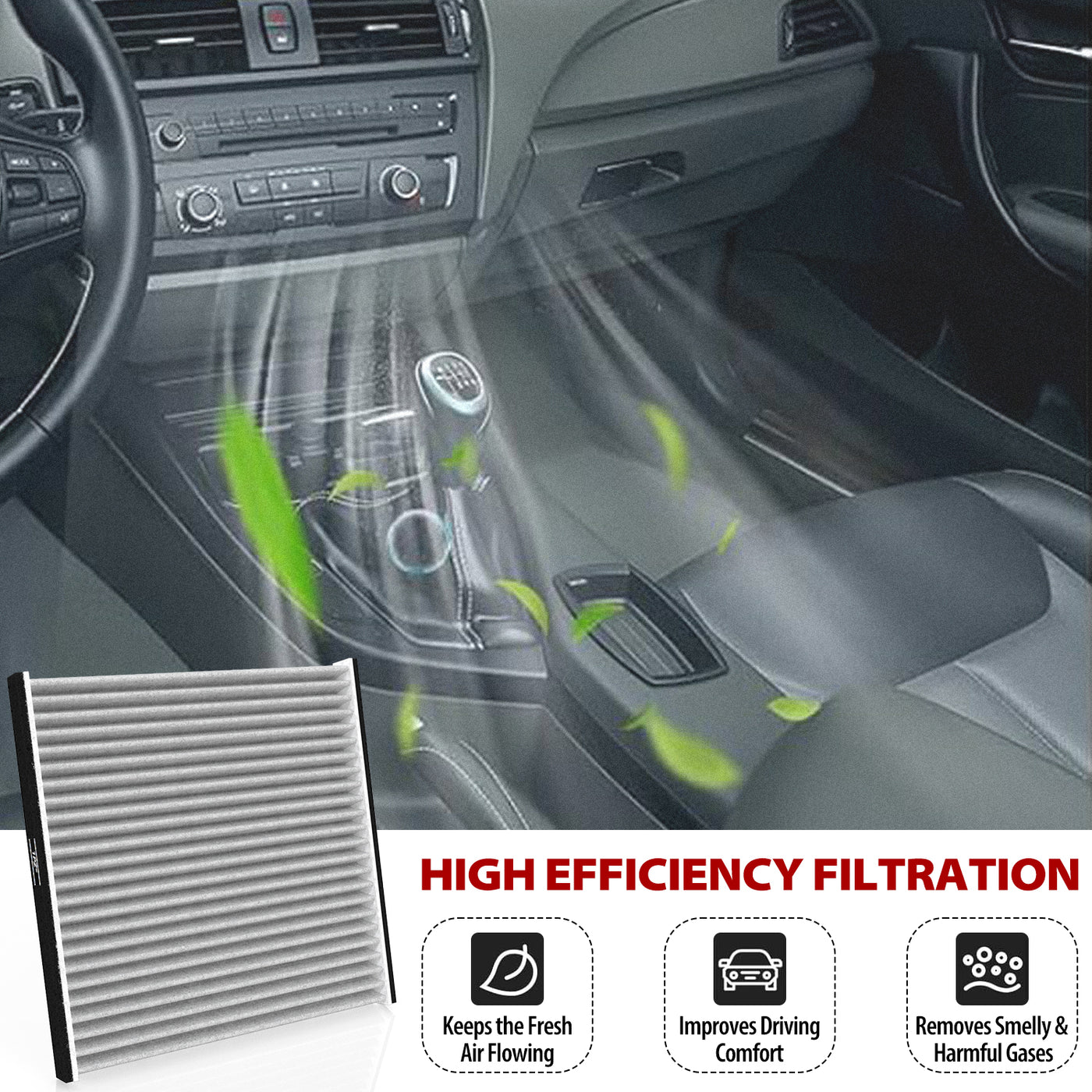 Cabin Air Filter with Activated Carbon Replace# CP132, CF10132, 87139-06030