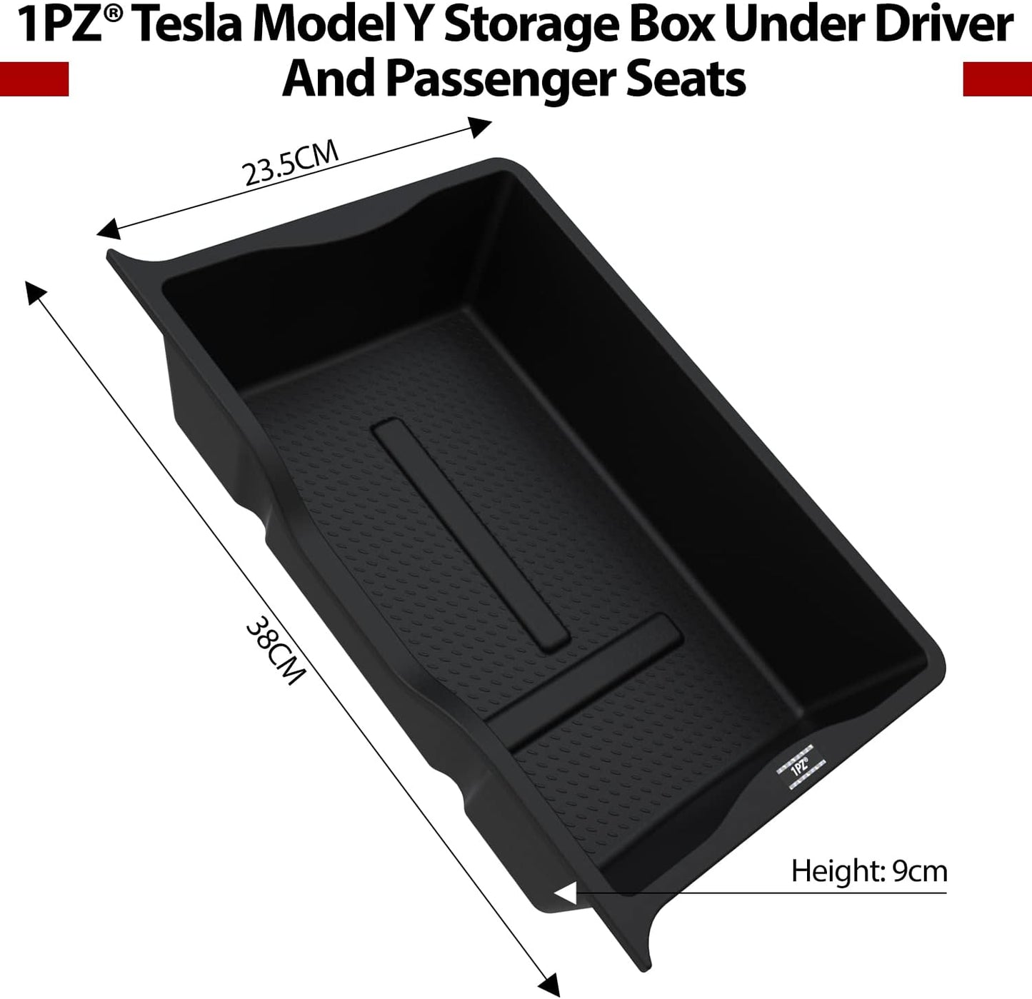 1PZ TU1-S03 Tesla Model Y UnderSeat Storage Box Organizer Waterproof Hidden Tray Underseat Bins Replacement for Tesla Model Y Accessories 2021-2023