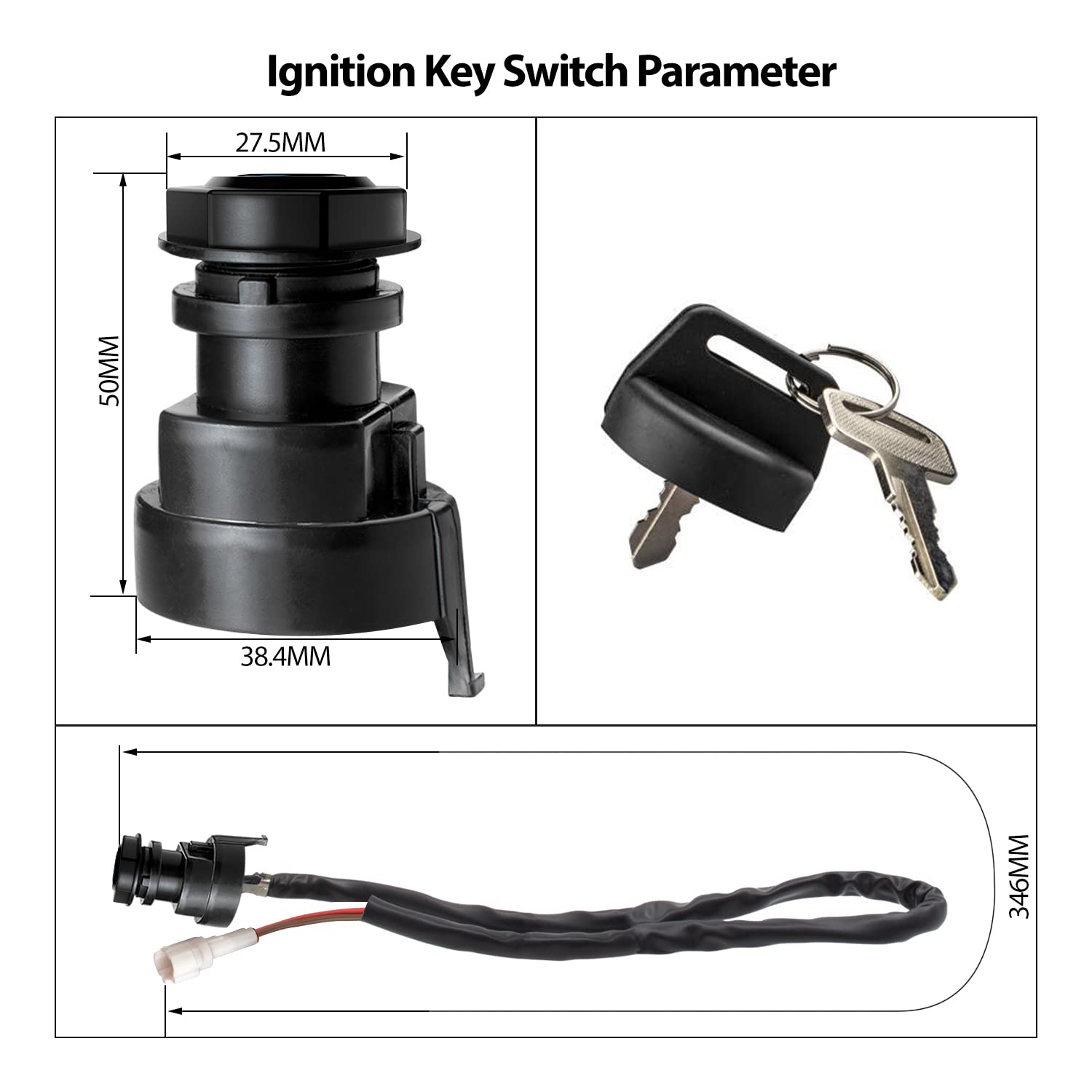 1PZ Ignition Key Switch Replacement for Yamaha Raptor Warrior 350 Grizzly Bruin 350 Raptor 250 660R 700 Breeze Grizzly 125 Banshee 350 Wolverine YFM350X ATV