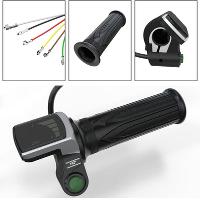 36V Throttle Grip Waterproof LCD Display Handle Twist Grip Clamp for Electric Bike Scooter