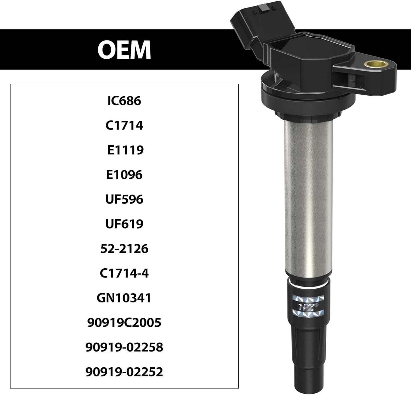 1PZ UFC-D8K Ignition Coil Pack UF596 and Iridium Spark Plugs 93501 Set of 4 Replacement for Toyota Prius Corolla Matrix V CT200H XD 1.8L L4 Compatible with 90919-02258