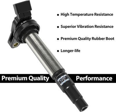 Ignition Coil Pack UF596 and Iridium Spark Plugs 93501 Set of 4 for Toyota Prius Corolla Matrix V CT200H XD 1.8L L4