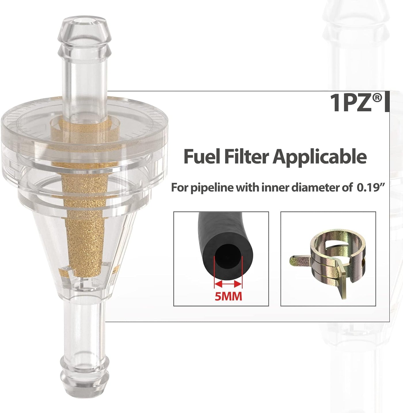 Universal Fuel Gas Filter 1/4" 6mm for Kawasaki EZGO Polaris Motorcycle Snowmotor Lawn Mowers Dirt Pit Bike Scooter ATV Quad UTV