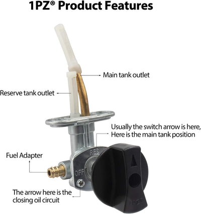 Fuel Valve Switch Shut Off Petcock w/Knob for Arctic Cat 250 300 375 400 454 500