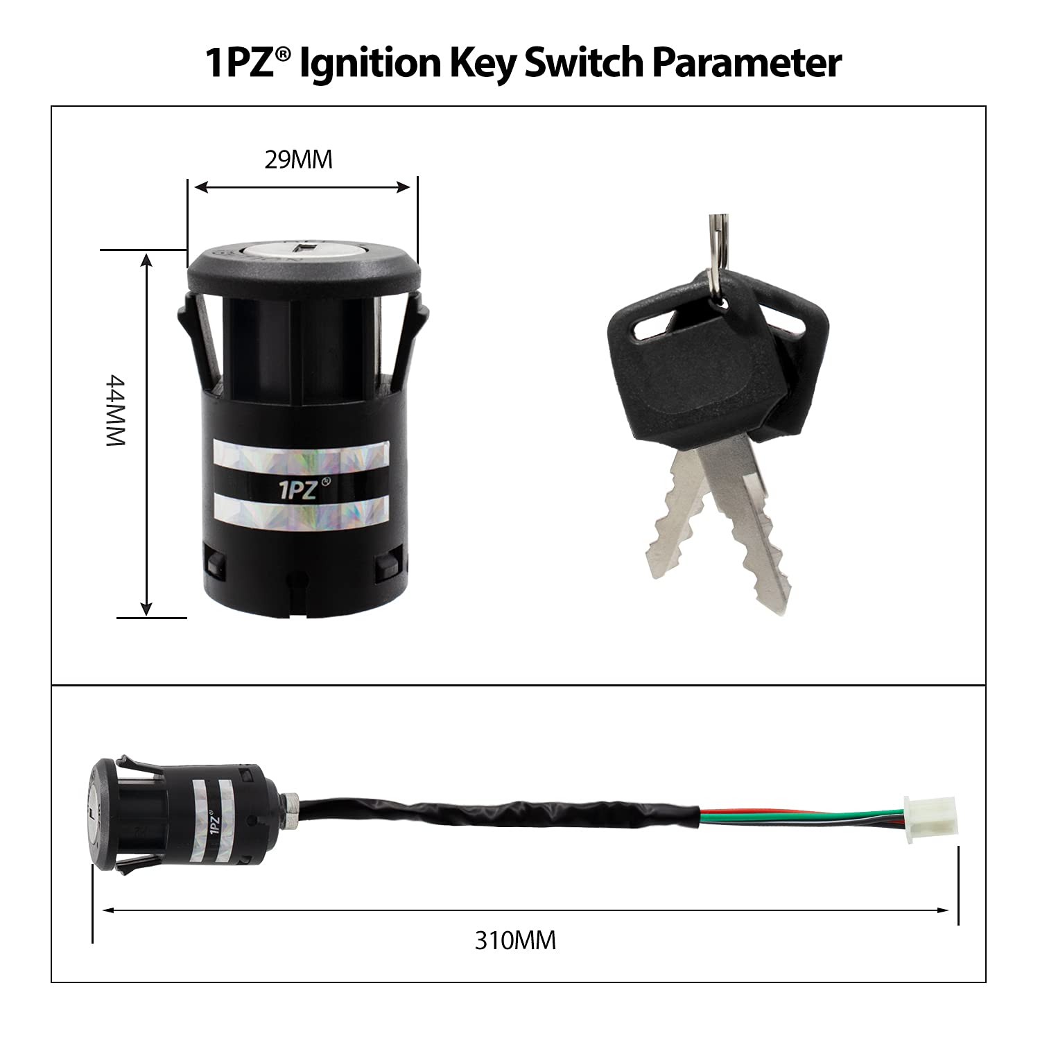 1PZ 4 Wire Universal Motorcycle Ignition Switch Key Replacement for Suzuki KTM Honda Yamaha Kawasaki