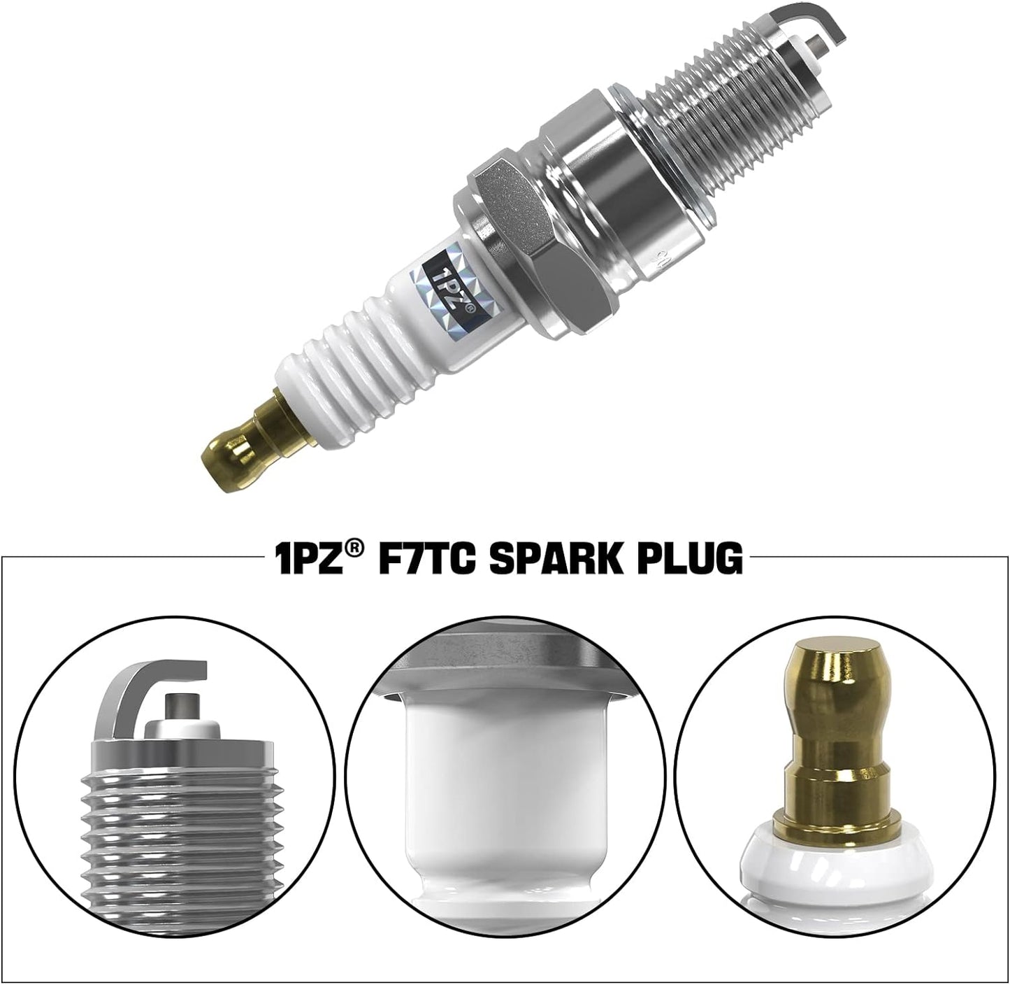 1PZ CBS-4NS Torch F6RTC Spark Plug Compatible with BPR6ES, Bosch WR6DC WR7DC, Champion RN9YC RN10YC, OCC-751-10292, MTD 751-10292, 951-10292, Replace for Mowers Snow Blowers Splitters Tillers(5 Pack)