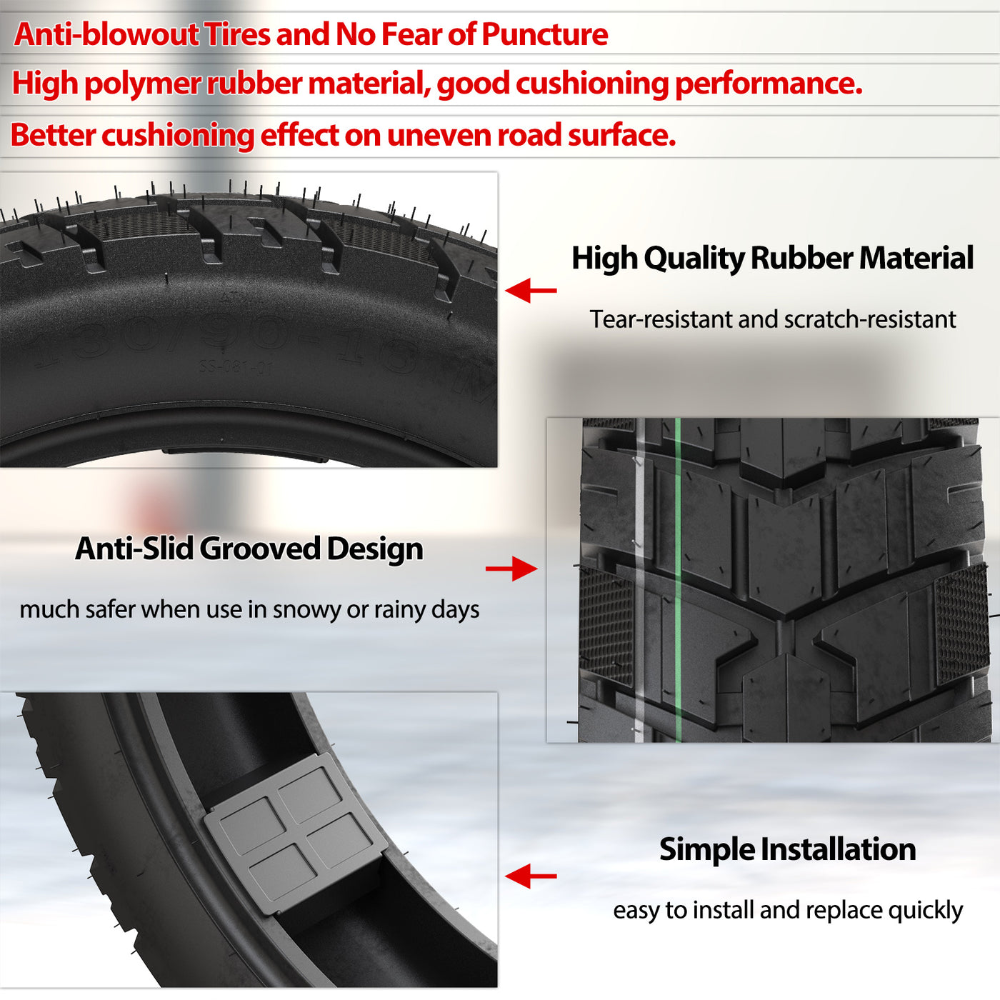 Heavy Duty 130/90-16 Motorcycle Front Rear Vacuum Tire Harley Davidson Triumph