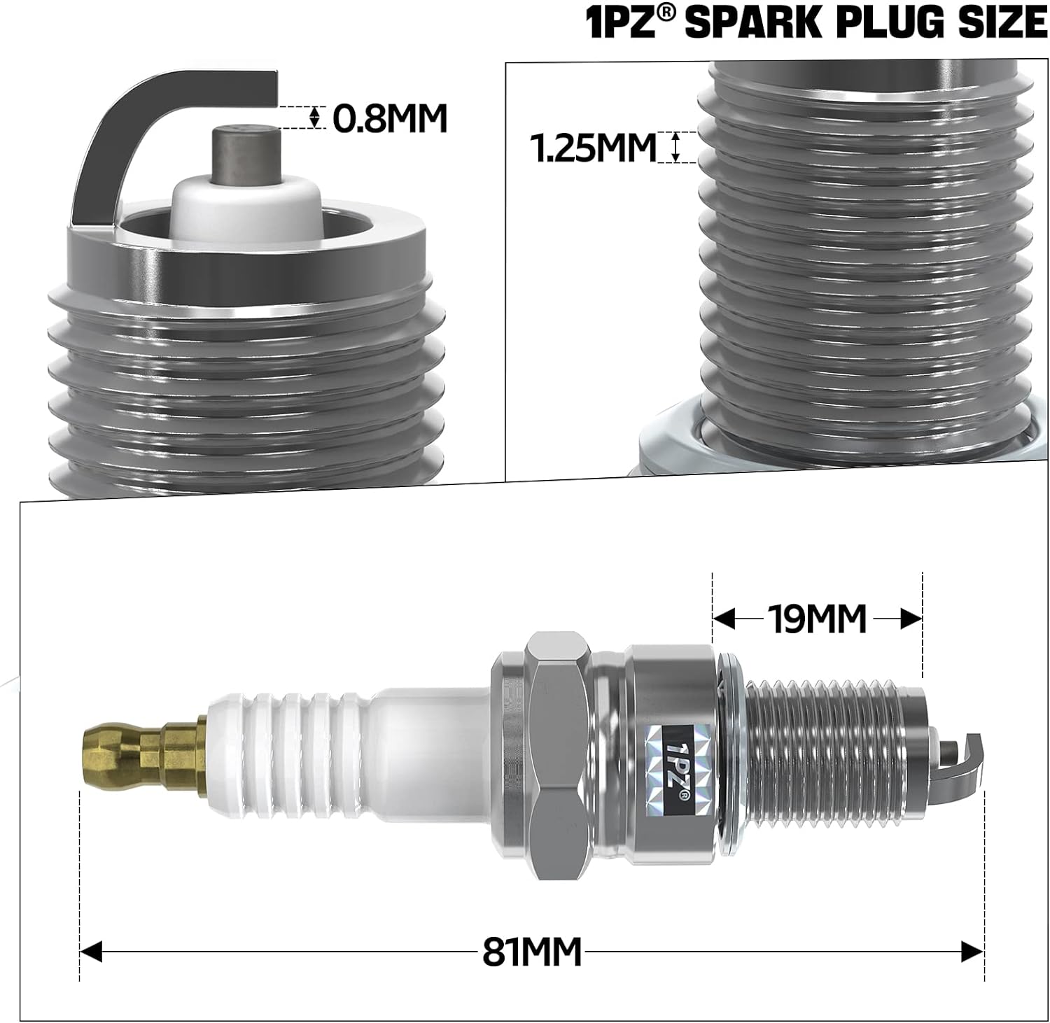 1PZ Torch F6RTC Spark Plug Compatible with BPR6ES, Bosch WR6DC WR7DC, Champion RN9YC RN10YC, OCC-751-10292, MTD 751-10292, 951-10292, Replace for Mowers Snow Blowers Splitters Tillers(5 Pack)