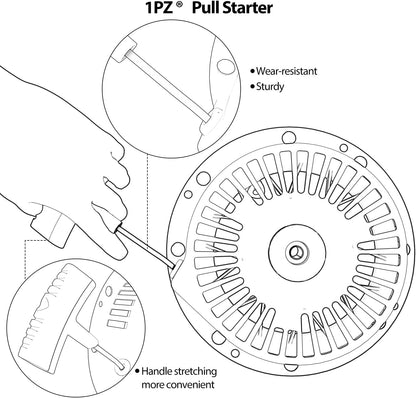 1PZ RS7-W08 Recoil Starter Pull Start Replacement for Tecumseh 590704 HM80 HM100 OHH45 OHH50 OHH55 OHH60 OHH65 OHV125 TVM195 TVM220 590736 590746 590748 590748A 590671 590788 5.5HP to 10HP Engine