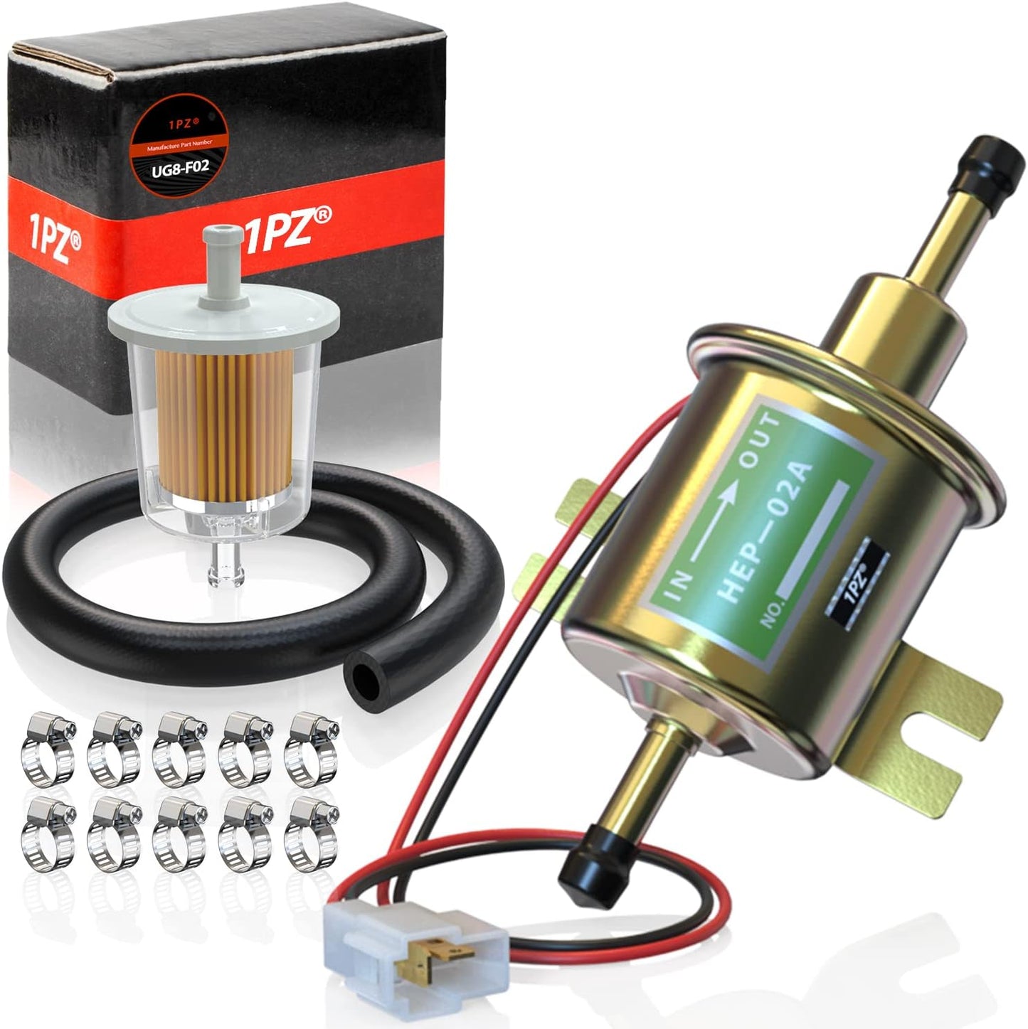 1PZ UG8-F02 Universal 12V Electric Fuel Pump Kit 2.5-4psi HEP-02A Motorcycle Carburetor ATV Lawn Mower Generator Gasoline Diesel Vehicle