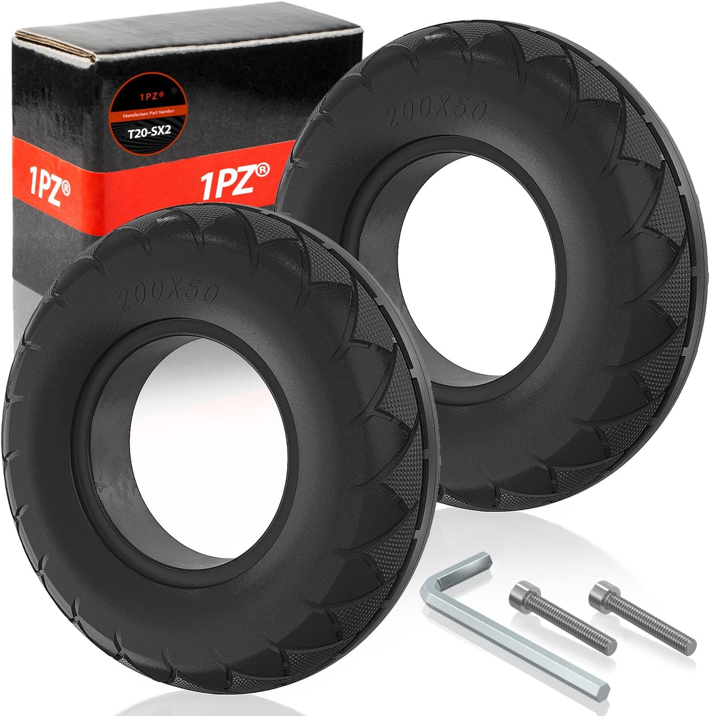 200x50 (8"x2") Solid Tire for Razor E100 E150 E175 E200 Gas Scooter, Schwinn, Bladez, Mongoose, Dune Buggy, ePunk, Crazy Cart, PowerRider 360, eSpark (2 Set)