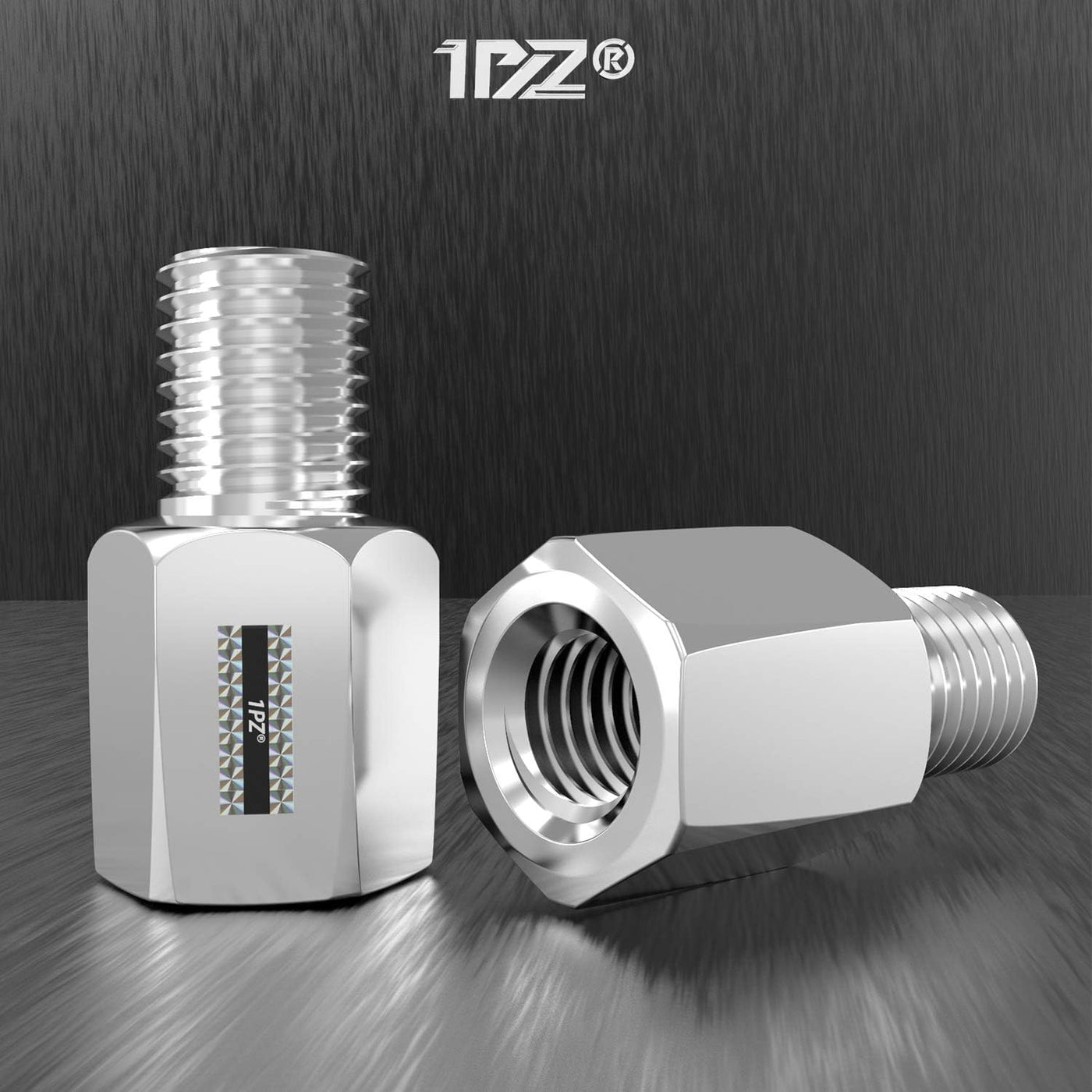 Mirror Mount Adapter - M8 female to M10 male or 8mm to 10mm Chrome (Pack of 2)