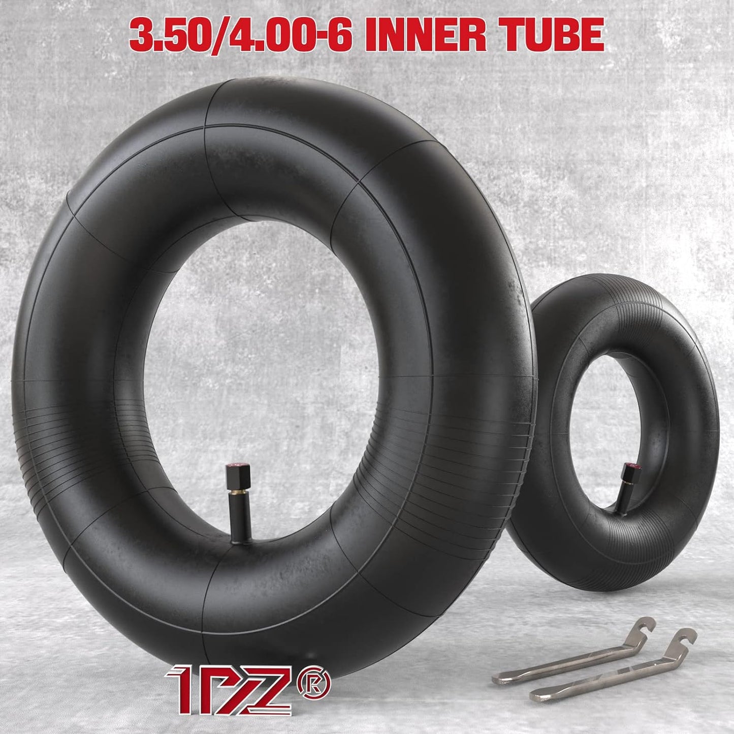 1PZ 3RI-5GN 3.50/4.00-6 Inner Tube with Straight Valve Stem Replacement for 3.50-6 4.00-6 Wheelbarrow Cart Lawn Mower Tractors Garden Cart Wagons Wheel