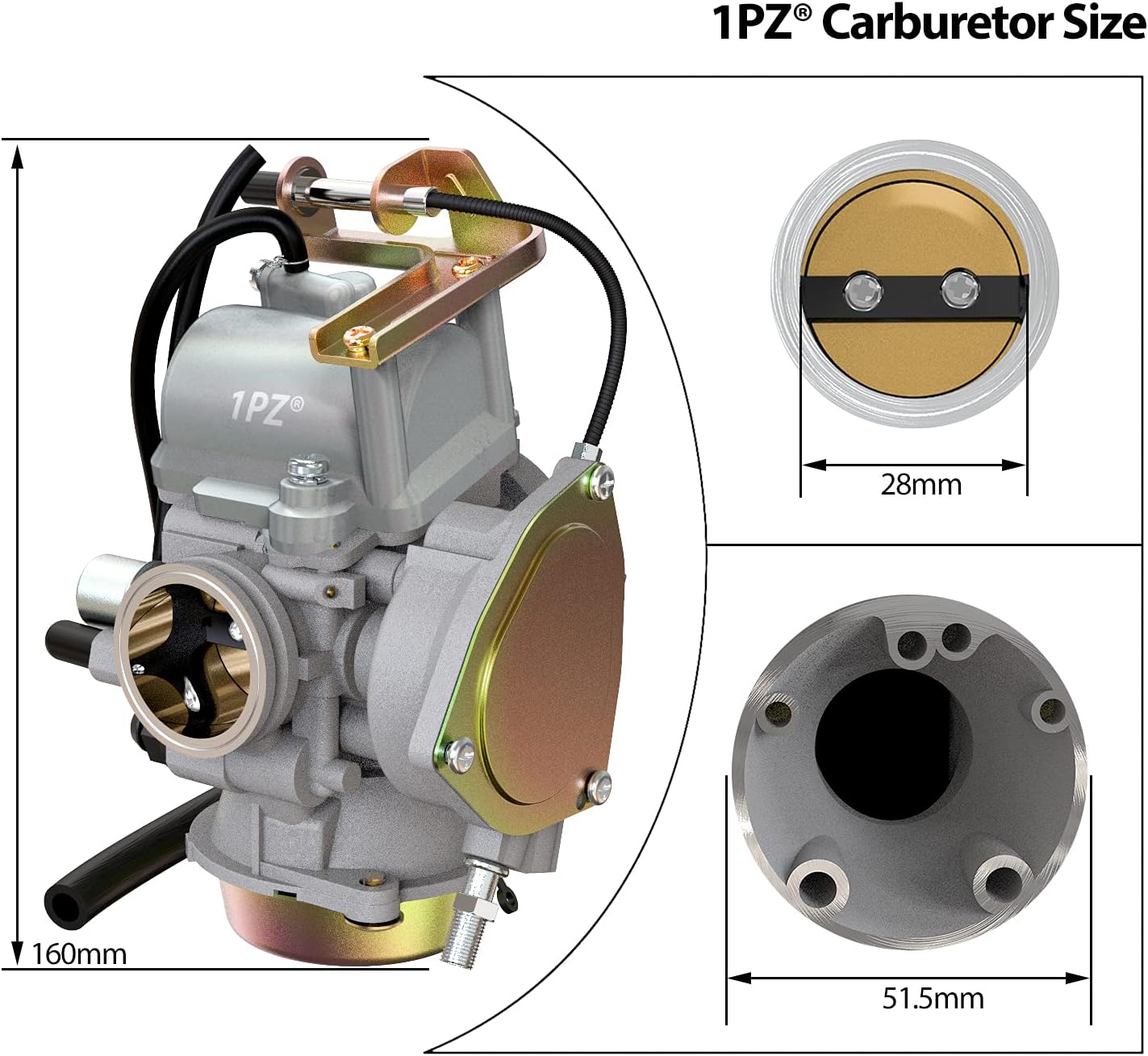 1PZ Carburetor Carb Replacement for Suzuki Ozark 250 LT-F250 2x4 2002-2014 Quadsport Z250 LTZ250 2004-2009 ATV 13200-05G01 13200-05G10 13200-05G11 13200-05G00 13200-05G22