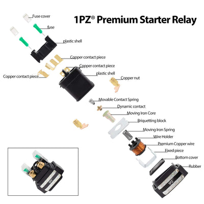 1PZ Starter Relay Solenoid Replacement for Yamaha YFM 250 350 400 450 660 Grizzly Raptor Kodiak Big Bear Tracker Bruin Wolverine 1999-2014