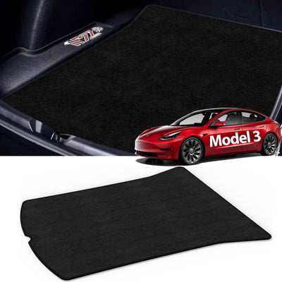 Black Cargo Liner Rear Trunk Mat for Tesla Model 3 2021 All Weather Heavy Duty Protection