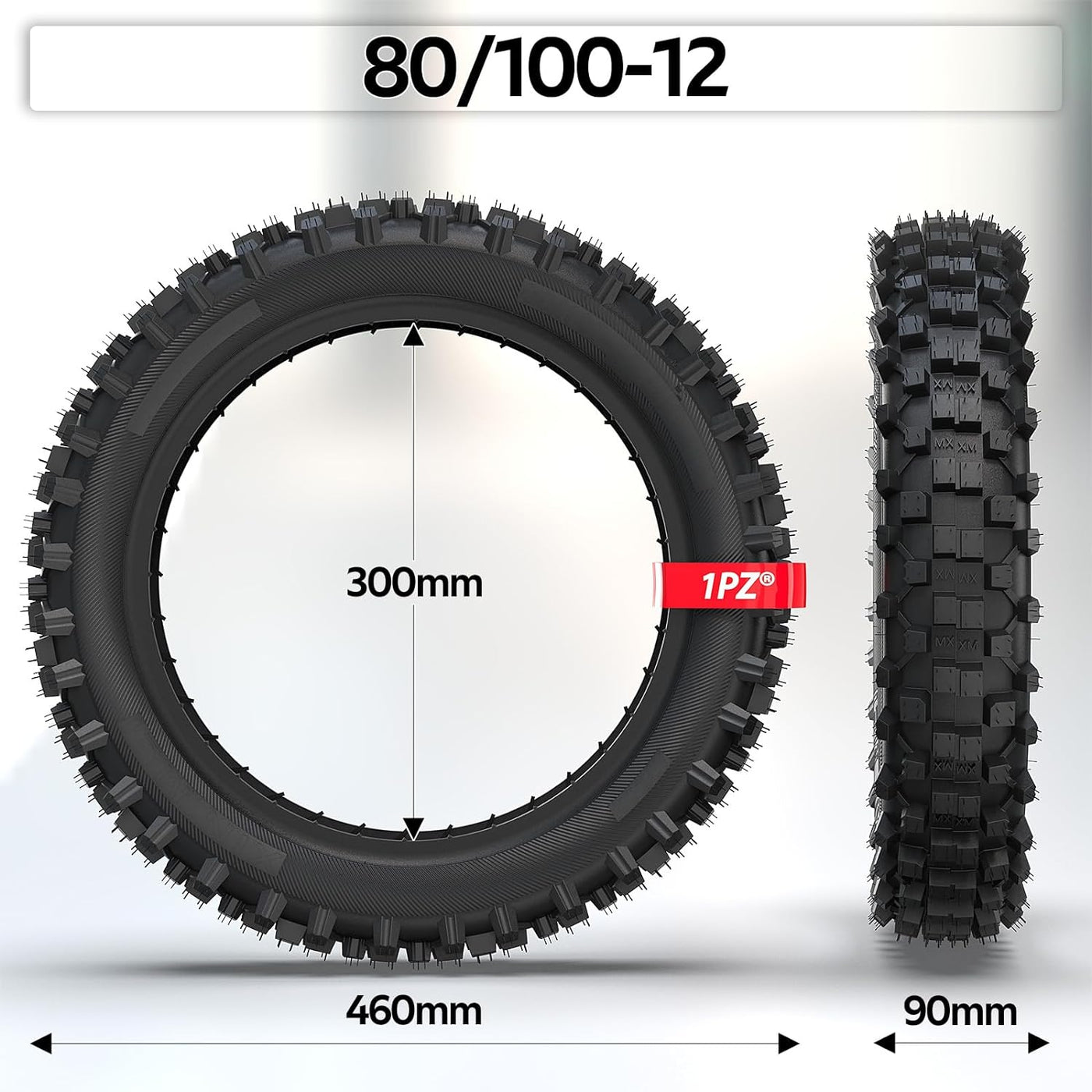 1PZ 3.00-12 Tire and Inner Tube 80/100-12 Tire & Inner Tube Replacement for DRZ110 PW80 CRF70 CRF110 XR70 KLX110 KX65 TTR90 TTR110 Suzuki JR80 Baja DR70 Honda Off Road Motocross Dirt Pit Bike