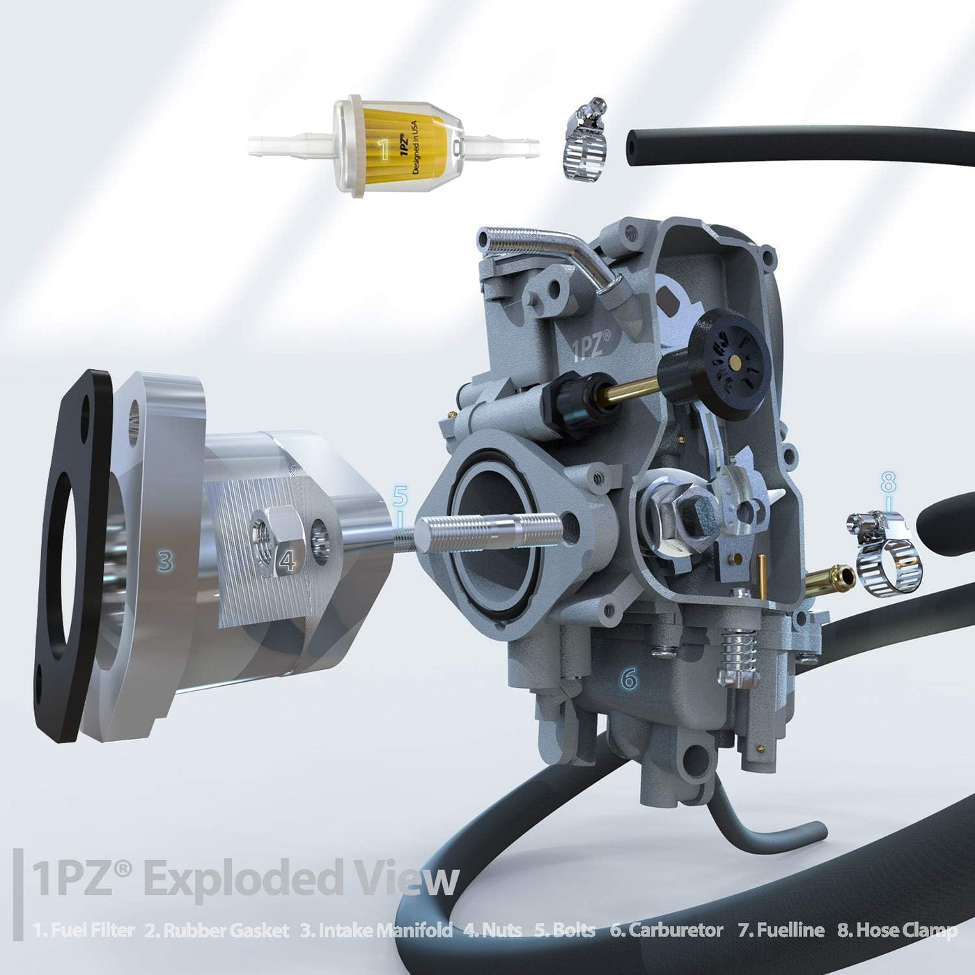 1PZ Carburetor w/CNC Intake Manifold Replacement for Yamaha Warrior 350 YFM350 X Wolverine YFM350FXG 1987-2004 ATV 4Wheeler Quad