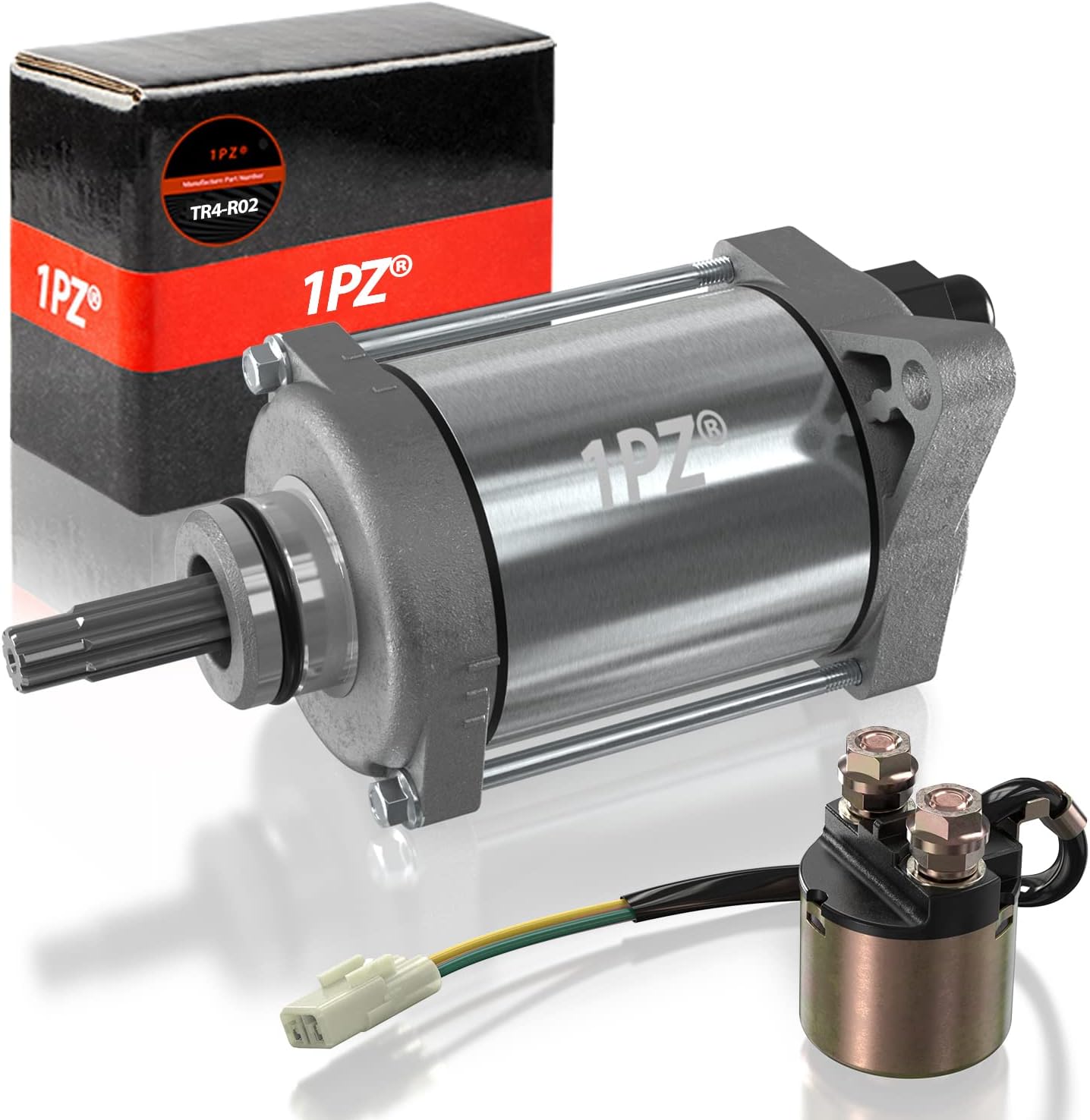 1PZ Starter Motor with Relay Solenoid Replacement for Honda Rancher 420 TRX420 FE FM TE TM FA Foreman 500 TRX500 FE FM Pioneer 500 SXS500M2 31200-HP5-601 35850-HP5-600