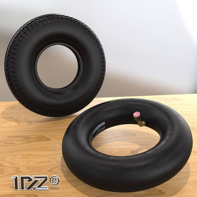 2.80/2.50-4" Tire & Inner Tube with TR87 Bent Valve Stem for Utility Cart Dolly Hand Truck Wheelbarrows Trolly Lawn Mowers (2 Set)